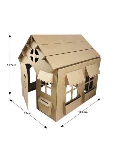 Casa de cartón gigante 107x80x107cm DIY casita de juegos para 2-3 niños 2