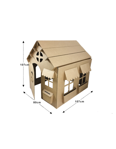 Casa de cartón mediana 82x60x82cm DIY casita de juegos para 1-2 niños