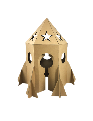 Cohete de cartón gigante 100x100x160cm DIY casa-nave de juegos para 2-3 niños