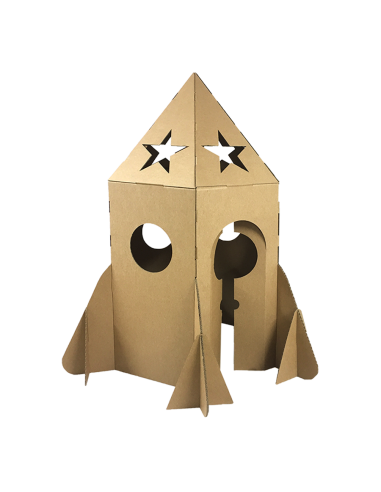 Cohete de cartón gigante 100x100x160cm DIY casa-nave de juegos para 2-3 niños