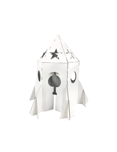 Cohete de cartón mediano 60x60x110cm DIY casa-nave de juegos para 1-2 niños