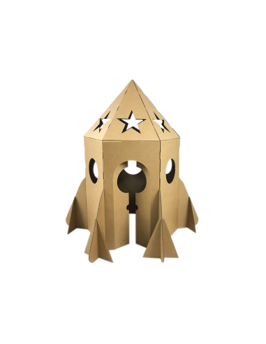 Cohete de cartón mediano 60x60x110cm DIY casa-nave de juegos para 1-2 niños