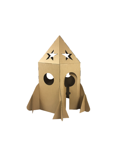 Cohete de cartón mediano 60x60x110cm DIY casa-nave de juegos para 1-2 niños