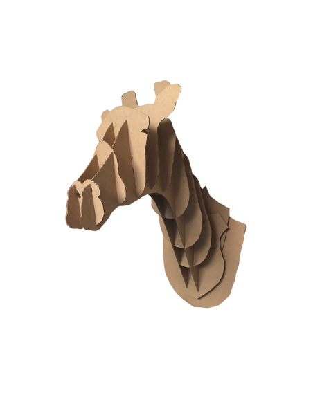 Cabeza de jirafa en cartón marrón GRANDE 51,5x31x62,5