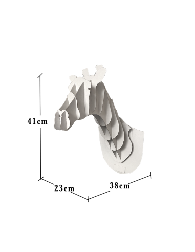 Cabeza de jirafa en cartón blanco 38x23x41cm