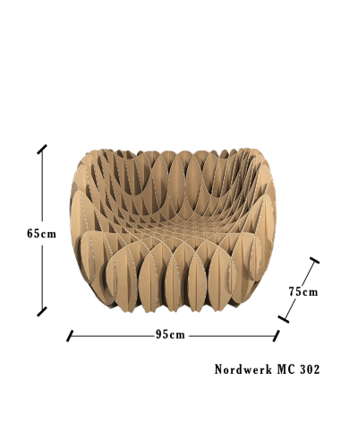 Sillón marrón de cartón ondulado (Nordwerk MC 302)