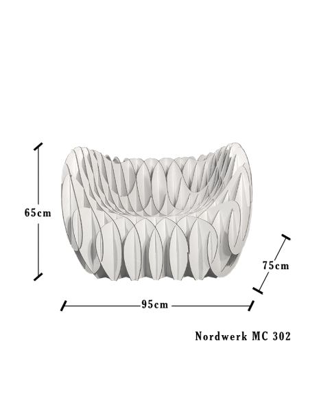 Sillón blanco de cartón ondulado (Nordwerk MC 302)