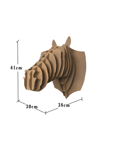 Cabeza de caballo en cartón marrón MEDIANA 38x30x41cm