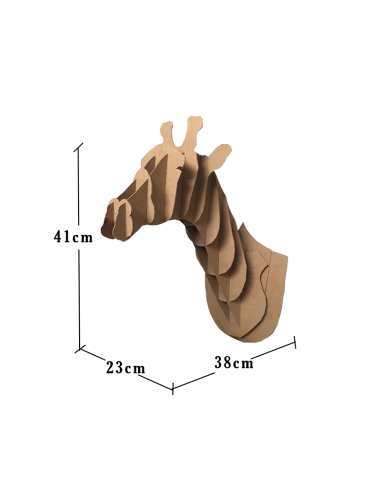 Cabeza de jirafa en cartón marrón MEDIANA 38x23x41cm
