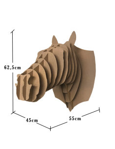 Cabeza de caballo en cartón marrón GRANDE 55x45x32,5cm 2