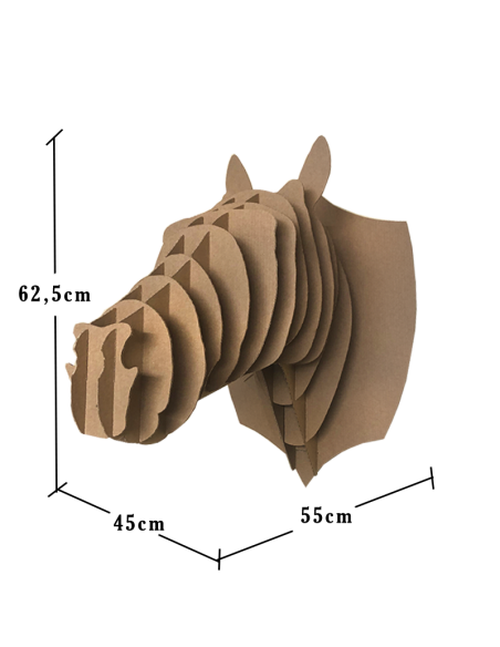 Cabeza de caballo en cartón marrón GRANDE 55x45x32,5cm
