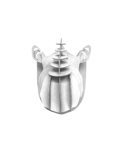 Cabeza de rinoceronte en cartón blanco MEDIANA 30x30x42cm