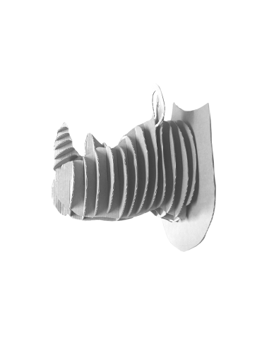 Cabeza de rinoceronte en cartón blanco MEDIANA 30x30x42cm