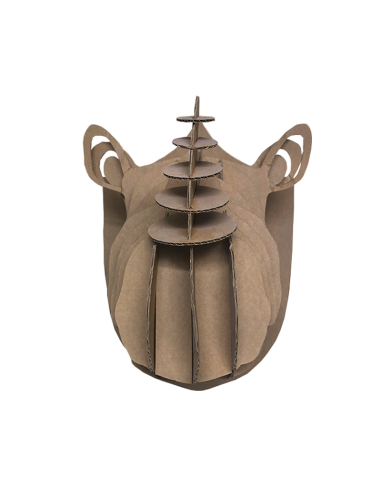 Cabeza de rinoceronte en cartón marrón GRANDE 50x42x60cm