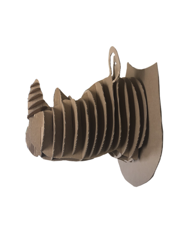 Cabeza de rinoceronte en cartón marrón GRANDE 50x42x60cm