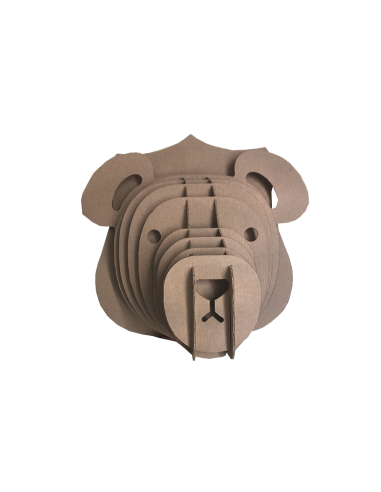 Cabeza de oso Teddy en cartón marrón MEDIANA 30x20x30cm