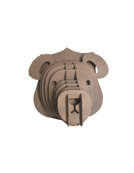 Cabeza de oso Teddy en cartón marrón MEDIANA 30x20x30cm