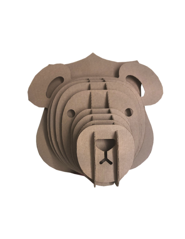 Cabeza de oso Teddy en cartón marrón GRANDE 60x38x62cm