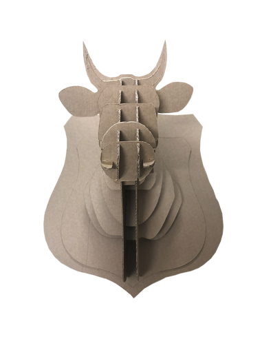Cabeza de vaca en cartón marrón GRANDE 52x54x46cm
