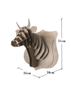 Cabeza de vaca en cartón marrón MEDIANA 35x30x31cm 2