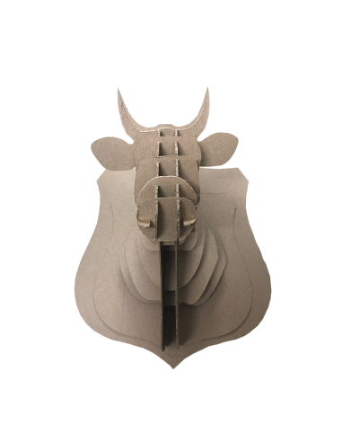 Cabeza de vaca en cartón marrón MEDIANA 35x30x31cm