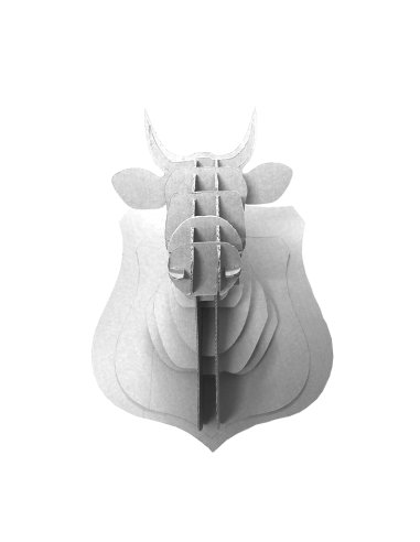 Cabeza de vaca en cartón blanca MEDIANA 35x30x31cm