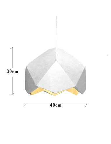 Lámpara origami en cartón blanco Ø40cm