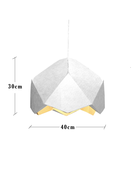 Lámpara origami en cartón blanco Ø40cm