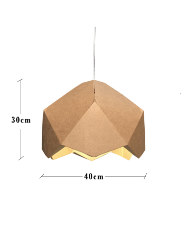 Lámpara origami en cartón marrón Ø40cm