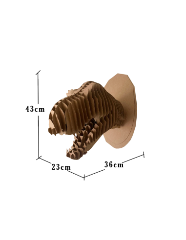Cabeza de dinosaurio en cartón marrón MEDIANA 36x23x43cm